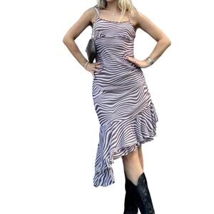 ❄️2/$5❄️[B3] Wild Fable Sleeveless Zebra Midi Mesh Dress